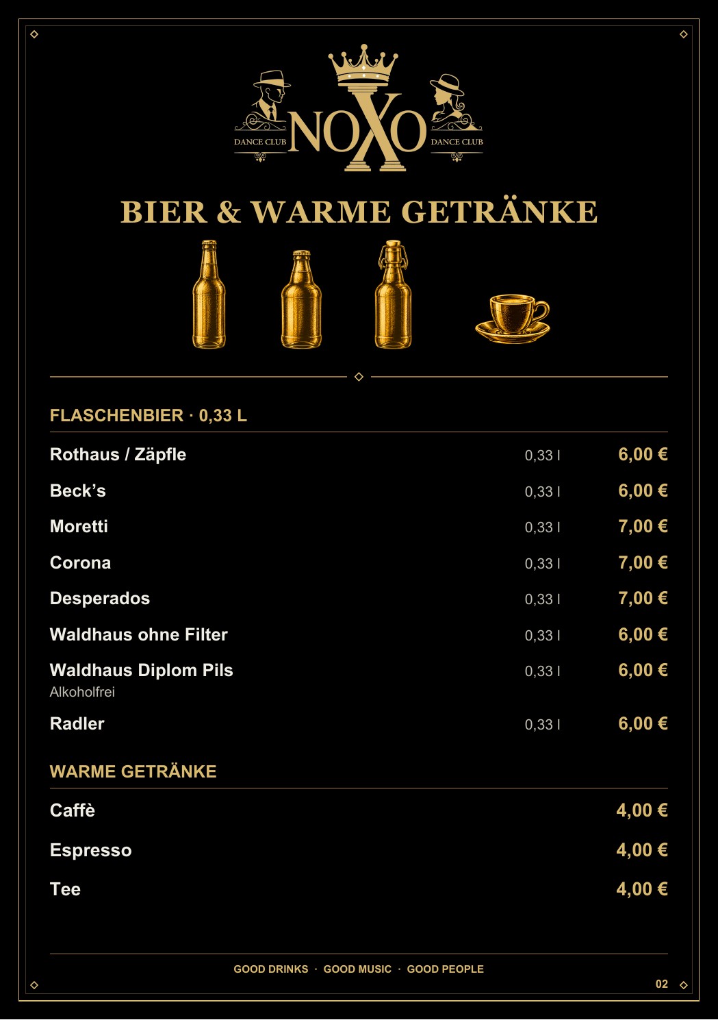 Bier und warme Getränke