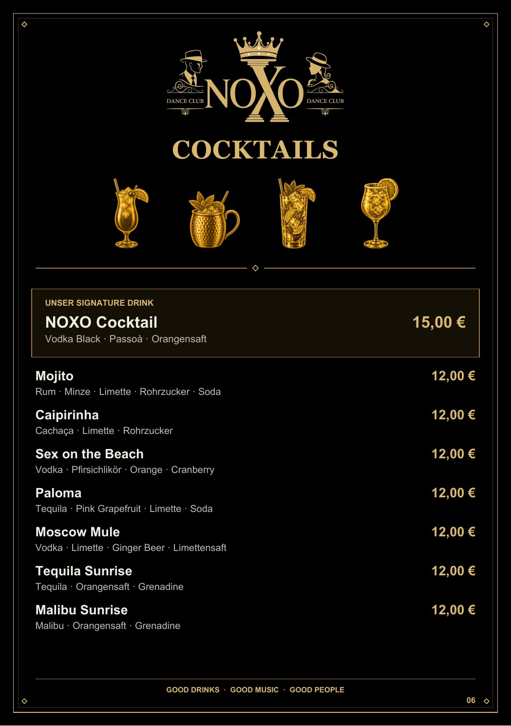 Cocktails und NOXO Signature Drink